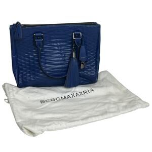 BCBG Leatherette Quilted Convertible Handbag Purse Navy Blue BCBGMAXAZRIA
